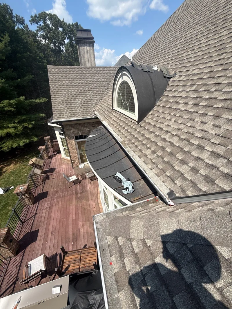 A dormer and roof plane documented from above